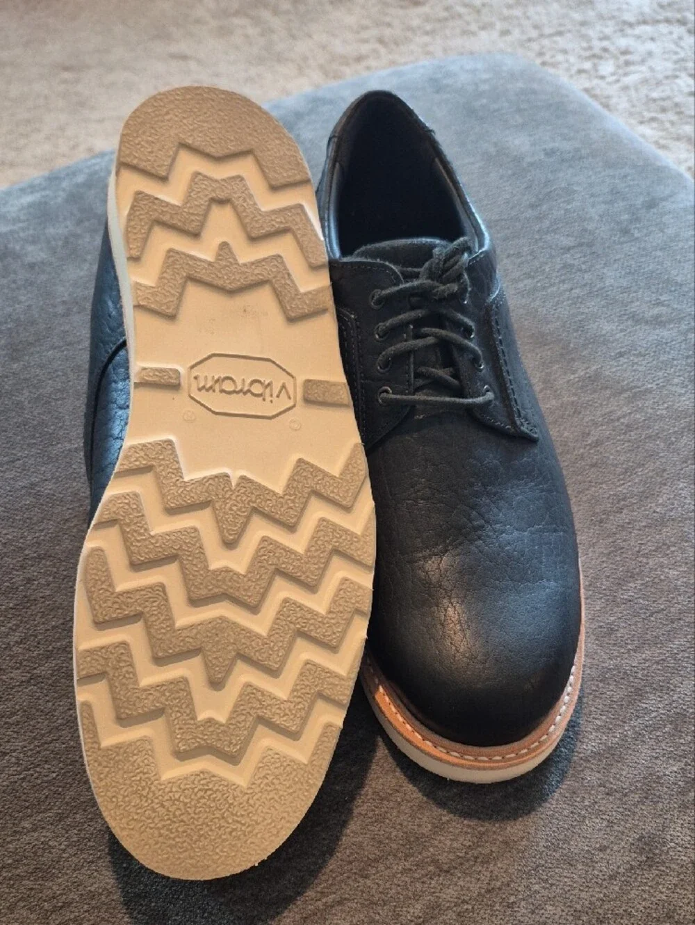 SAS Bison Black Leather Lace-Up Oxfords with Tan Welt